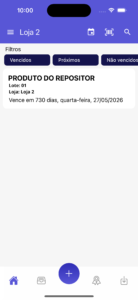 Tela inicial do usuário com loja